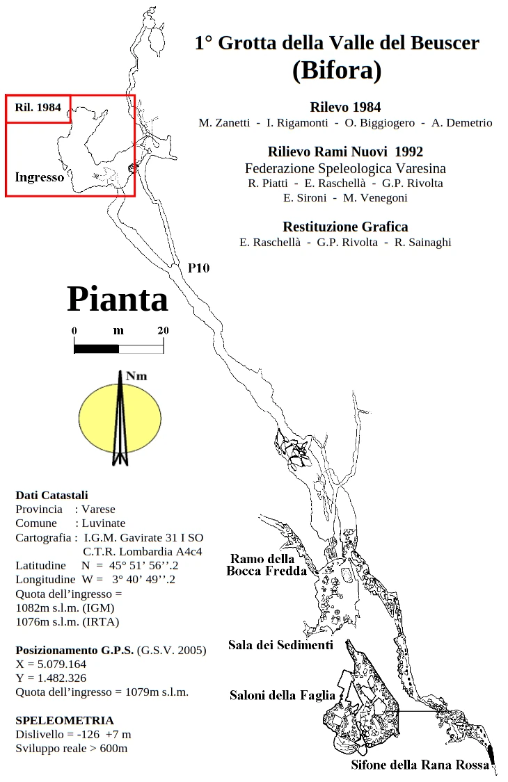 Pianta della Grotta Bifora